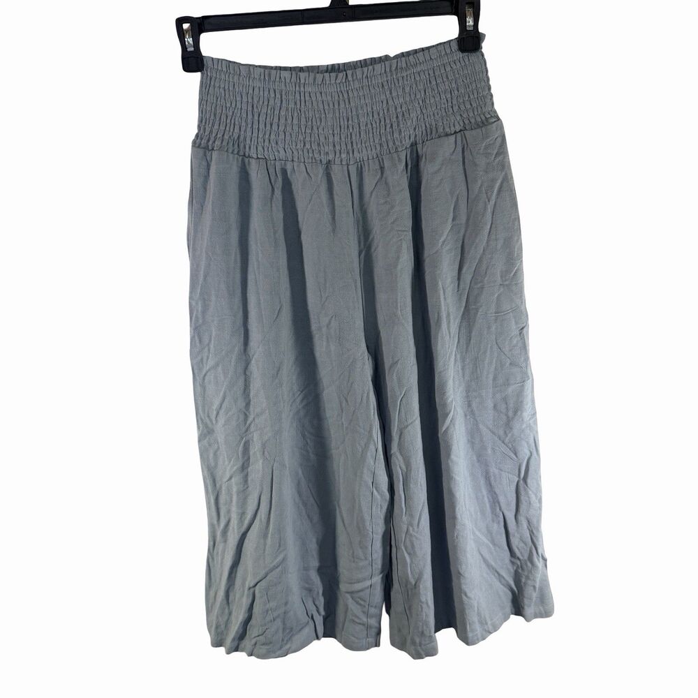 TARSE Wide Leg Cropped Pants Linen Blend Women's Size Large Pull On High Waist